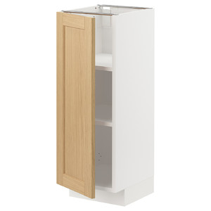 METOD Base cabinet with shelves, white/Forsbacka oak, 30x37 cm