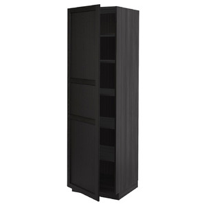 METOD High cabinet with shelves, black/Lerhyttan black stained, 60x60x200 cm
