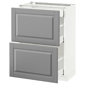 METOD/MAXIMERA Base cab with 2 fronts/3 drawers, white, Bodbyn grey, 60x37 cm
