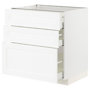 METOD / MAXIMERA Base cabinet with 3 drawers, white Enköping/white wood effect, 80x60 cm