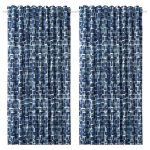 SPIRSTÅNDS Room darkening curtains, 1 pair, blue, 145x300 cm