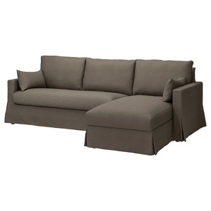 HYLTARP 3-seat sofa w chaise longue, right, Gransel grey-brown