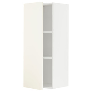 METOD Wall cabinet with shelves, white/Vallstena white, 40x100 cm
