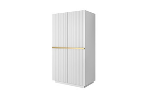 Wardrobe Nicole with Drawer Unit 100 cm, matt white, gold handles