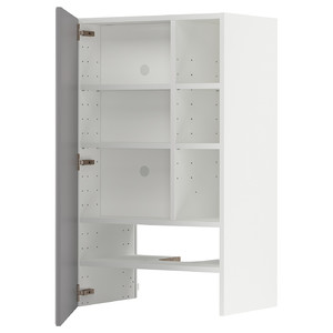METOD Wall cb f extr hood w shlf/door, white/Bodbyn grey, 60x100 cm