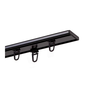 Double Curtain Track with Pins 200 cm, aluminium, black