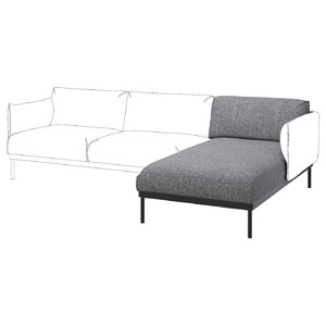 ÄPPLARYD Chaise longue section, Lejde grey/black