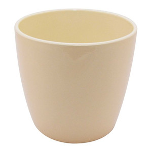 GoodHome Plant Pot Cover Emi, indoor, 22cm, vanilla