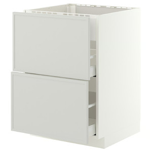 METOD/MAXIMERA Base cab f hob/int extractor w drw, white/Aspudden light grey, 60x60 cm
