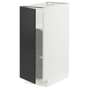 METOD Base cabinet with shelves, white/Nickebo matt anthracite, 30x60 cm