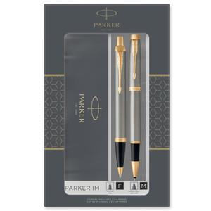 Parker Gift Set Rollerball Pen & Ballpoint Pen IM Steel GT