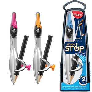 Maped Compass with Pencil Study Stop 1pc, assorted colours
