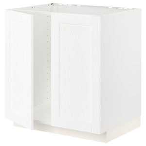 METOD Base cabinet for sink + 2 doors, white Enköping/white wood effect, 80x60 cm