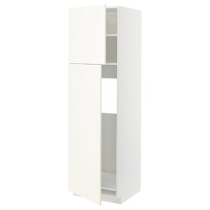 METOD High cabinet for fridge w 2 doors, white/Vallstena white, 60x60x200 cm
