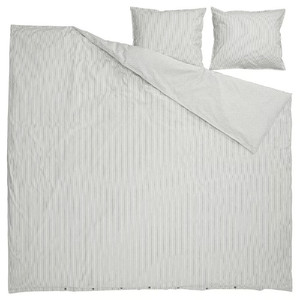 SOLFIBBLA Duvet cover and 2 pillowcases, grey white/stripe, 200x200/50x60 cm