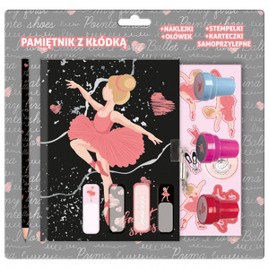 Diary with Padlock, Stamps & Accessories - Ballerina
