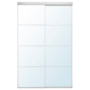 SKYTTA / AULI Sliding door combination, aluminium/mirror glass, 152x240 cm