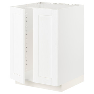 METOD Base cabinet for sink + 2 doors, white Enköping/white wood effect, 60x60 cm