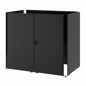 GRILLSKÄR Door/side units/back, black, stainless steel outdoor, 86x61 cm