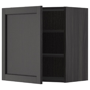 METOD Wall cabinet with shelves, black/Lerhyttan black stained, 60x60 cm