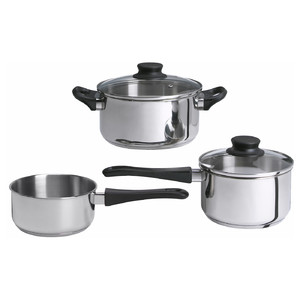 ANNONS 5-piece cookware set, glass, stainless steel