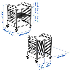 BRÄNNBOLL Shelving unit on castors, white, 56x62 cm