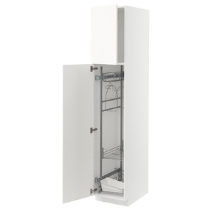 METOD High cabinet with cleaning interior, white/Vallstena white, 40x60x200 cm