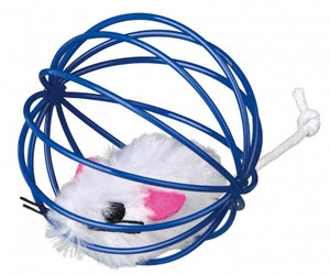 Trixie Mouse in a Wire Ball, assorted colours