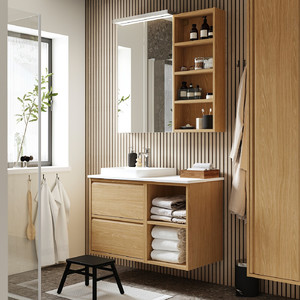 HAGAÅN Open cabinet, oak effect, 40x48x63 cm