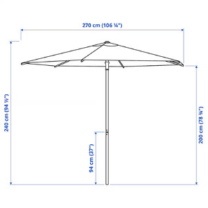 HÖGÖN Parasol, dark blue, 270 cm