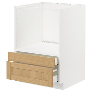 METOD / MAXIMERA Base cabinet f combi micro/drawers, white/Forsbacka oak, 60x60 cm