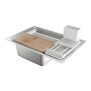 Steel Kitchen Sink Romesco 1 Bowl with Drainer & Accessories