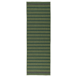 KORSNING Rug flatwoven, in/outdoor, green purple/striped, 80x250 cm