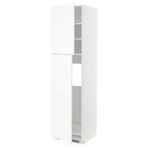 METOD High cabinet for fridge w 2 doors, white Enköping/white wood effect, 60x60x220 cm