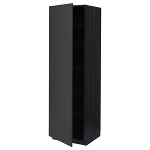 METOD High cabinet with shelves, black/Nickebo matt anthracite, 60x60x200 cm