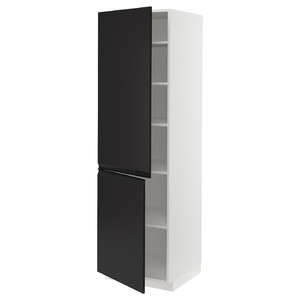 METOD High cabinet with shelves/2 doors, white/Upplöv matt anthracite, 60x60x200 cm