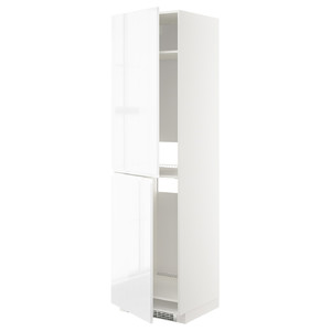 METOD High cabinet for fridge/freezer, white, Voxtorp high-gloss/white, 60x60x220 cm