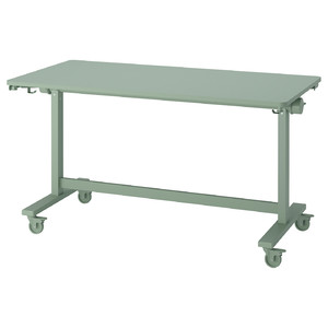 MITTZON Foldable table with castors, green, 140x70 cm