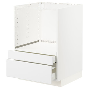 METOD / MAXIMERA Base cabinet f combi micro/drawers, white/Kungsbacka matt white, 60x60 cm