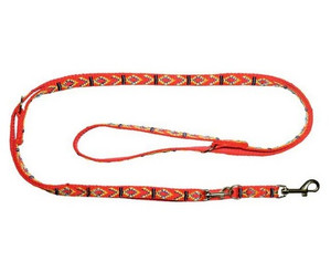 CHABA Adjustable Dog Leash 20mm x 130/260cm, red patterned