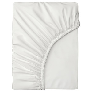 BRUKSVARA Fitted sheet, white, 140x200 cm