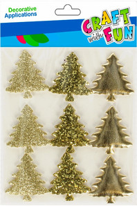 Craft Christmas Stickers Christmas Tree 9pcs, gold