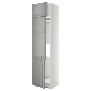 METOD High cab f fridge/freezer w 3 doors, white/Bodbyn grey, 60x60x240 cm