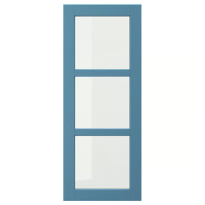 LERHYTTAN Glass door, blue, 40x100 cm