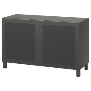 BESTÅ Storage combination with doors, dark grey/Mörtviken/Stubbarp dark grey, 120x42x74 cm