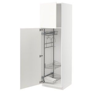 METOD High cabinet with cleaning interior, white/Vallstena white, 60x60x200 cm