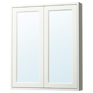 TÄNNFORSEN Mirror cabinet with doors, white, 80x15x95 cm