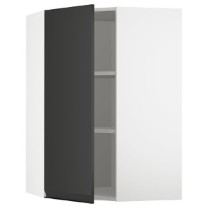 METOD Corner wall cabinet with shelves, white/Upplöv matt anthracite, 68x100 cm