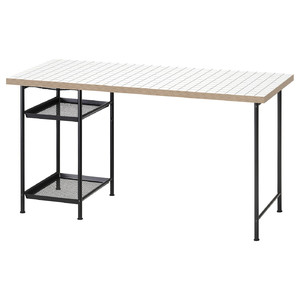LAGKAPTEN / SPÄND Desk, white anthracite/black, 140x60 cm