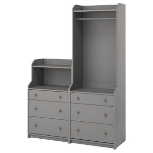 HAUGA Storage combination, grey, 140x199 cm